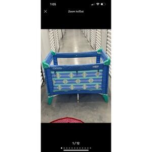 Vintage 90s Graco Pack n Play 870st Series Blue & Green Play Pen & Travel Case